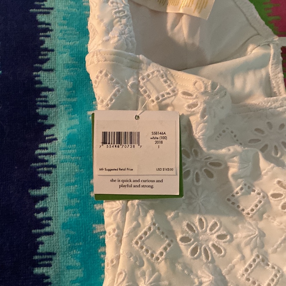 Kate Spade White Flower Eyelet One Piece Halter Bathing Suit 🌸🏝 - Picture 3 of 6